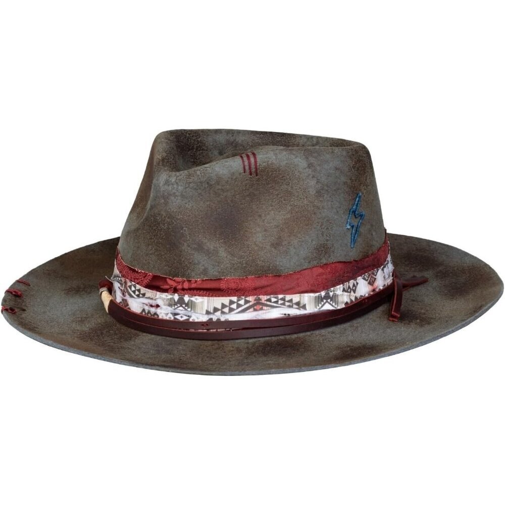 Unisex Grey Shades Western With Feather & Band Detail Classic Fedora Cowboy Hat